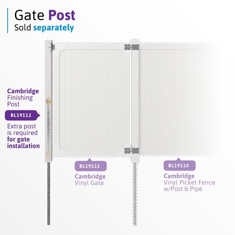 Cambridge Vinyl Privacy Gate 6ft H x 4ft W | WamBam Fence